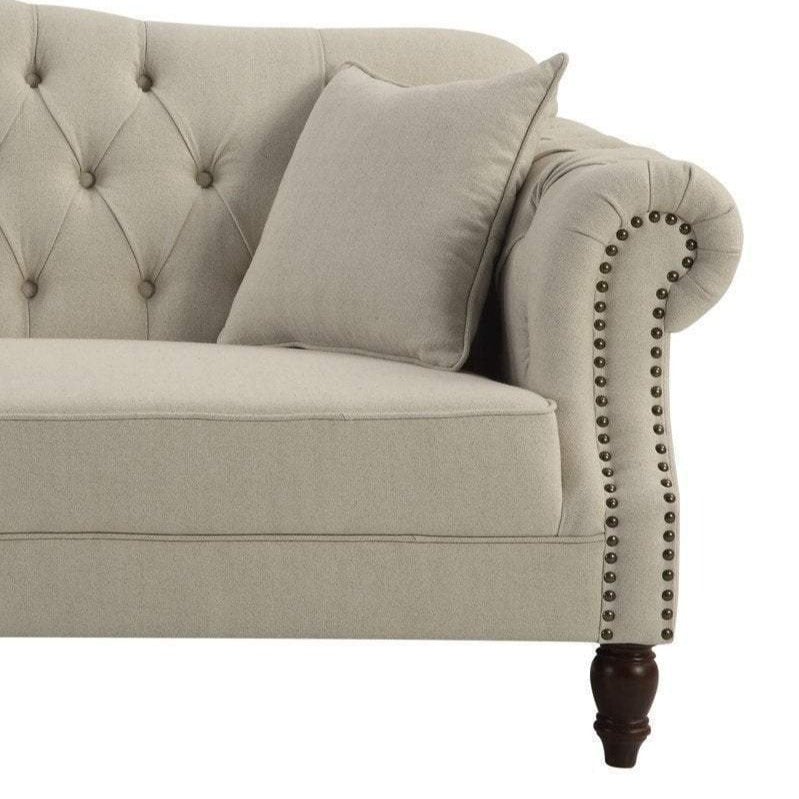 Vaucluse 3 Seat Hamptons Buttoned Sofa Beige Linen Blend, W 224cm D 89cm H 91cm (RRP $2499) - Image 4