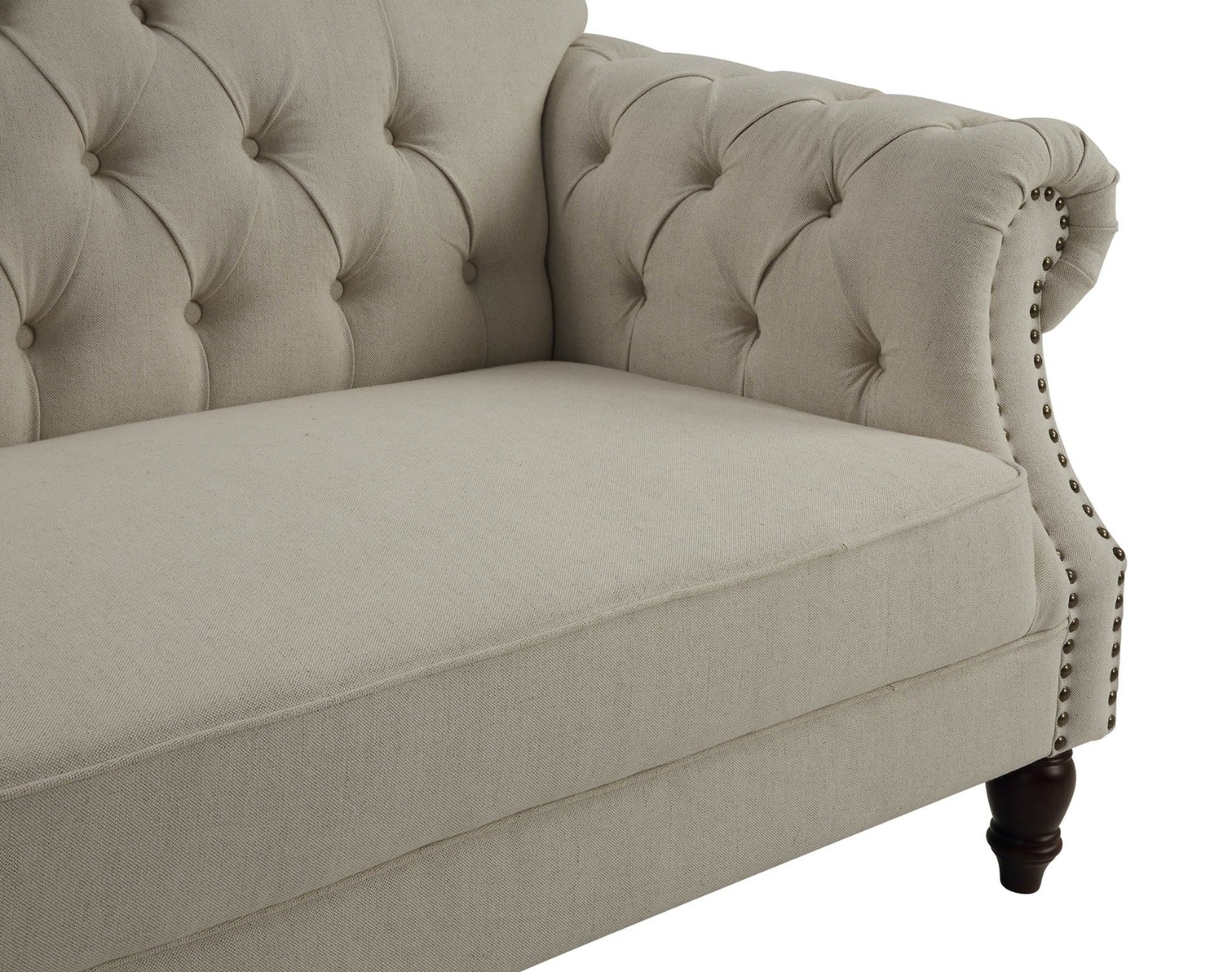Vaucluse 3 Seat Hamptons Buttoned Sofa Beige Linen Blend, W 224cm D 89cm H 91cm (RRP $2499) - Image 5