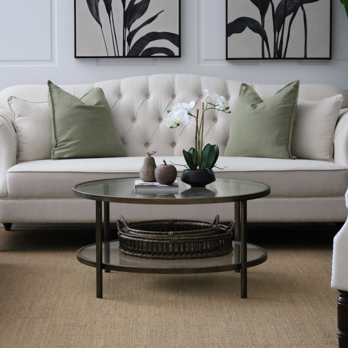 Vaucluse 3 Seat Hamptons Buttoned Sofa Beige Linen Blend, W 224cm D 89cm H 91cm (RRP $2499) - Image 15
