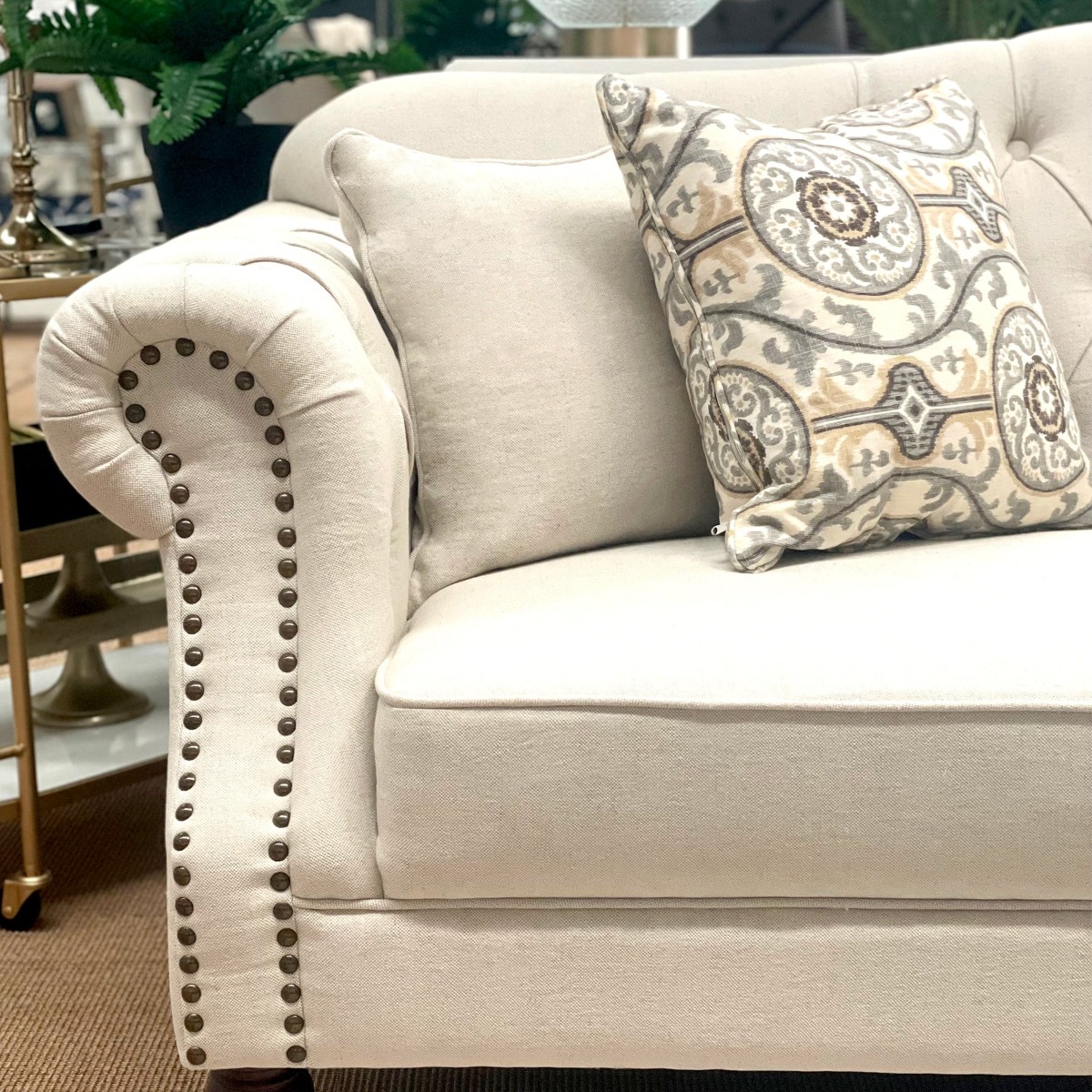 Vaucluse 3 Seat Hamptons Buttoned Sofa Beige Linen Blend, W 224cm D 89cm H 91cm (RRP $2499) - Image 17