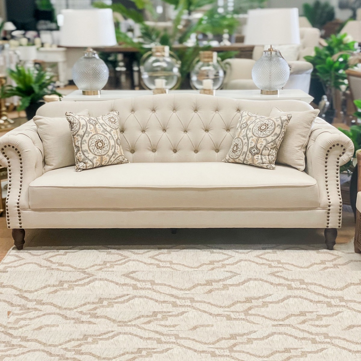 Vaucluse 3 Seat Hamptons Buttoned Sofa Beige Linen Blend, W 224cm D 89cm H 91cm (RRP $2499) - Image 19
