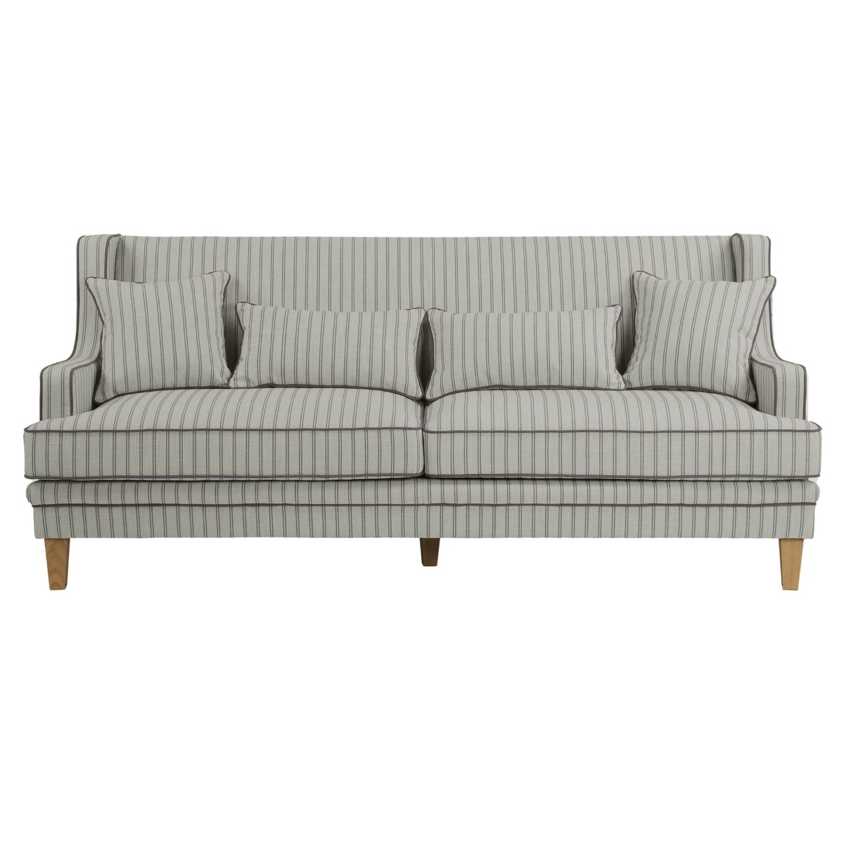 Bondi Hamptons 3 Seat Sofa Blue/White Pin Stripe, W 215cm D 95cm H 94cm (RRP $2499)