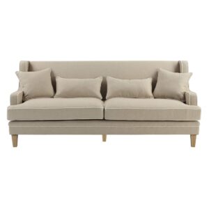Bondi Hamptons 3 Seat Sofa Natural/White Piping, W 215cm D 95cm H 94cm (RRP $2499)