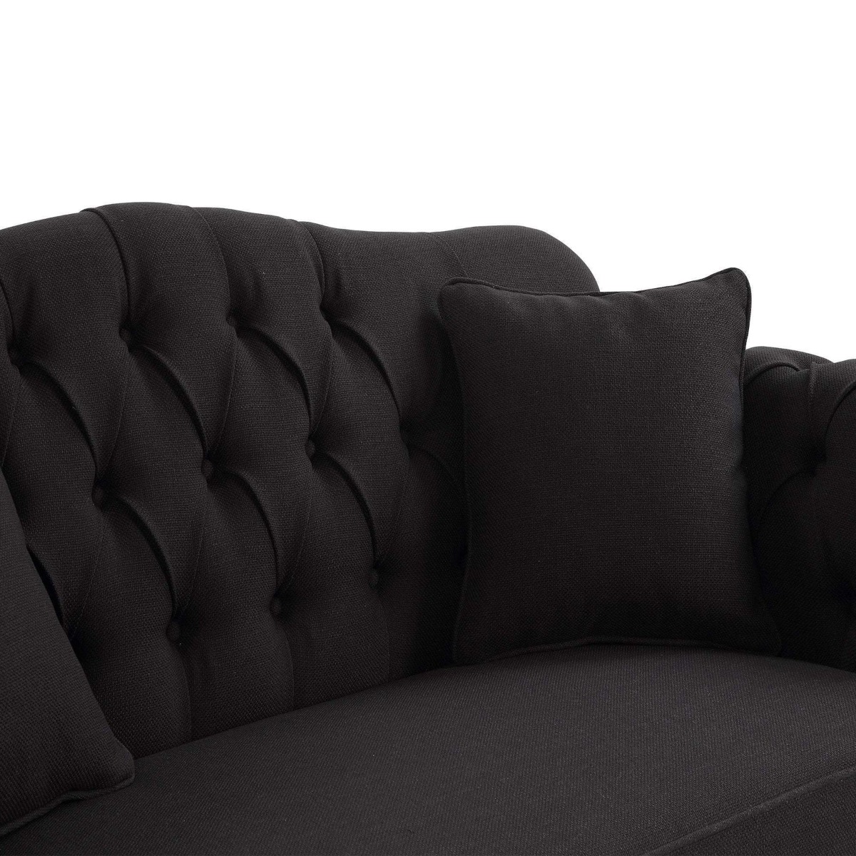 Vaucluse Buttoned 3 Seat Sofa Charcoal W/ Studs, W 224cm D 89cm H 91cm (RRP $2499) - Image 4