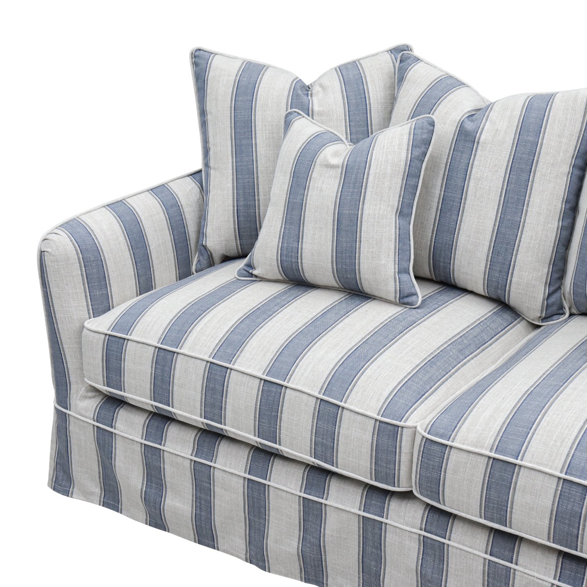 Noosa Hamptons 2.5 Seat Sofa Blue Sky Stripe, W 195cm D 91cm H 80cm (RRP $2699) - Image 7