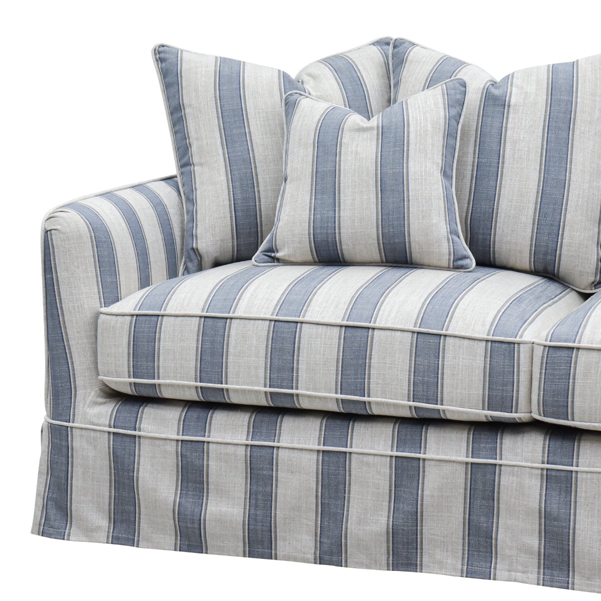 Noosa Hamptons 2.5 Seat Sofa Blue Sky Stripe, W 195cm D 91cm H 80cm (RRP $2699) - Image 10