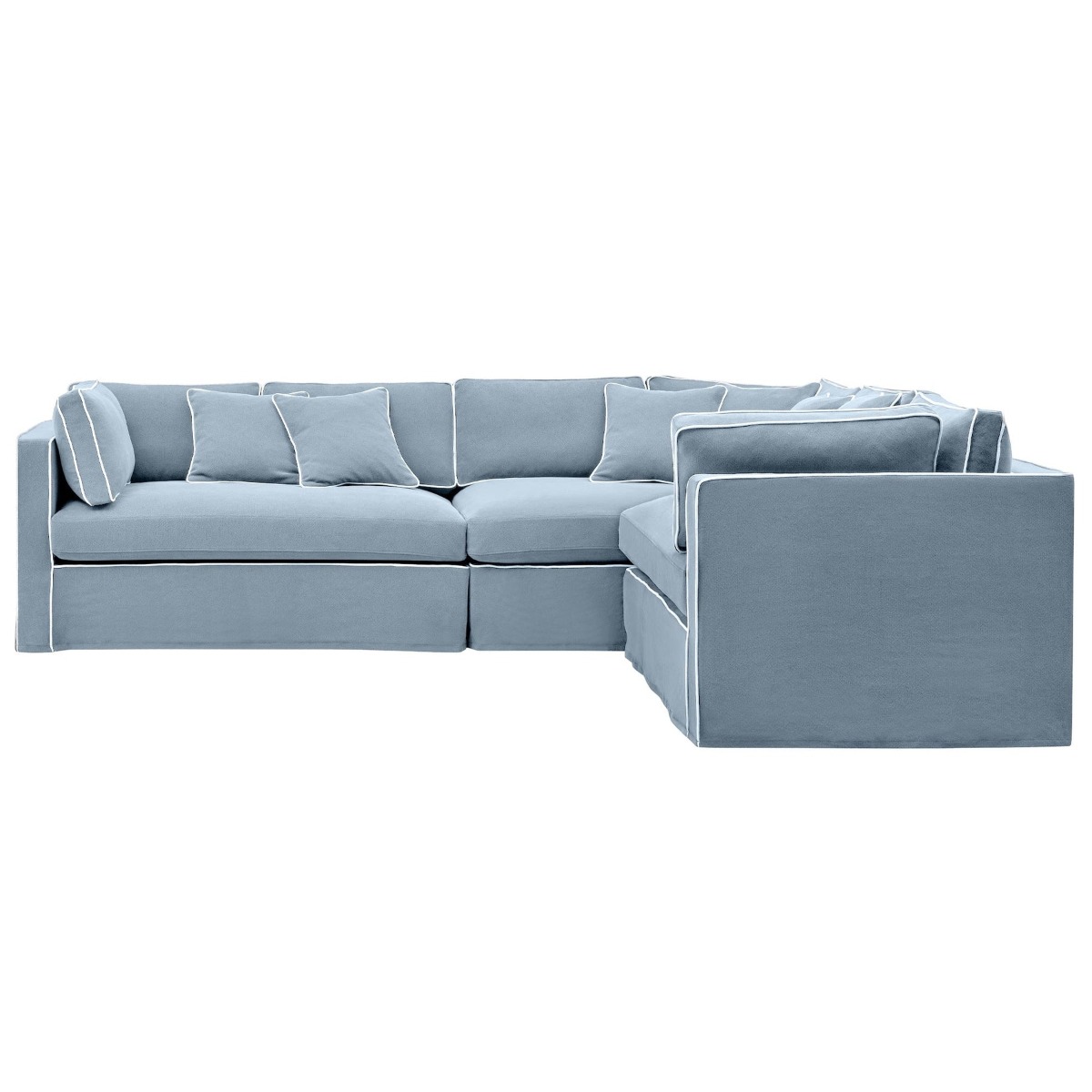 Marbella Modular Sofa Beach W/White Piping Right, W 150 D 100 H 85cm (RRP $6149)