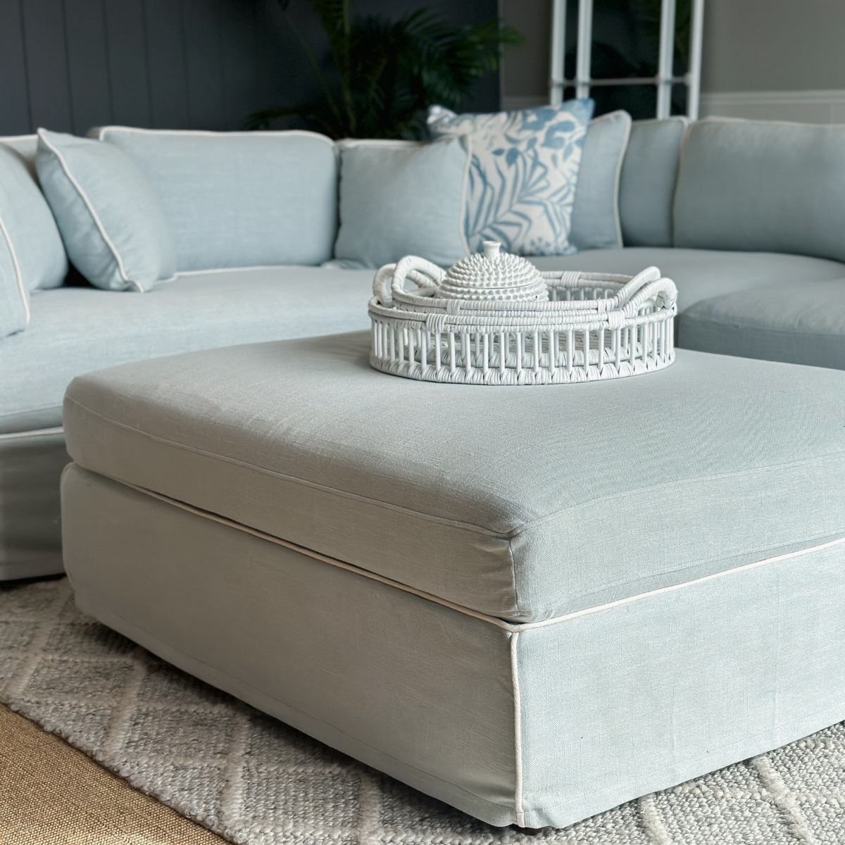 Marbella Modular Sofa Beach W/White Piping Right, W 150 D 100 H 85cm (RRP $6149) - Image 5