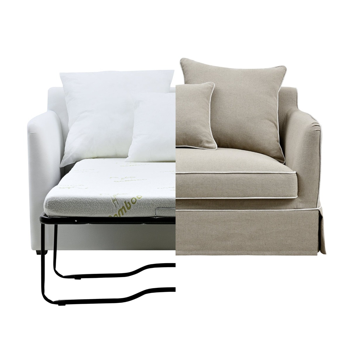 Noosa Hamptons 1.5 Seat Sofa Bed Natural, W140 D 91 H 80cm (RRP $2999) - Image 6