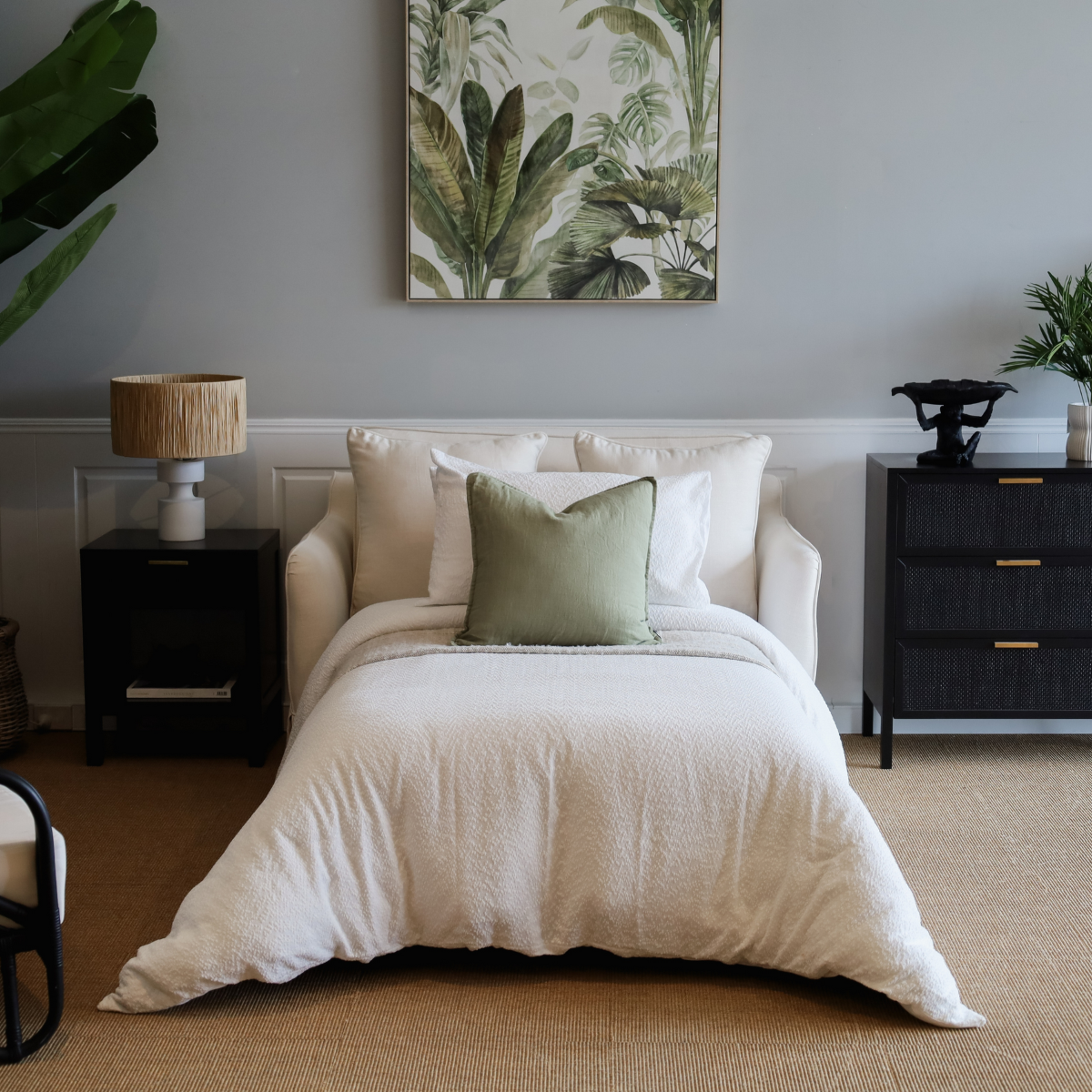 Noosa Hamptons 1.5 Seat Sofa Bed Ivory, W 140 D 91 H 80cm (RRP $2999) - Image 6