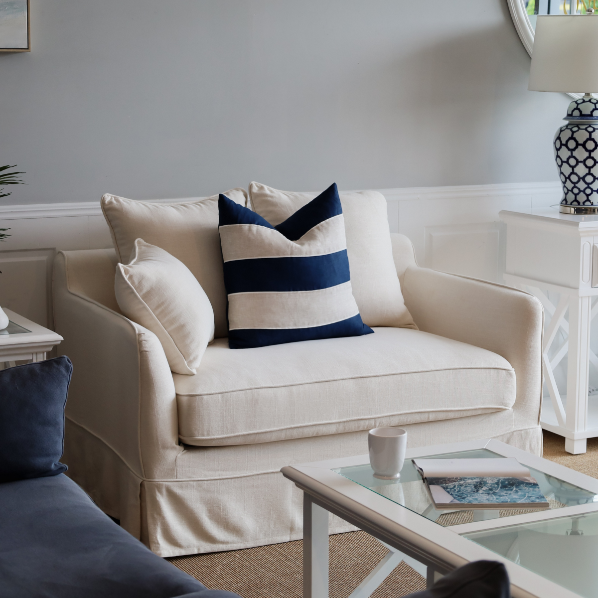 Noosa Hamptons 1.5 Seat Sofa Bed Ivory, W 140 D 91 H 80cm (RRP $2999) - Image 9