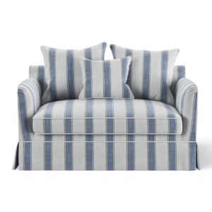 Noosa Hamptons 1.5 Seat Sofa Bed Blue Sky Stripe, W 140 D 91 H 80cm (RRP $2999)