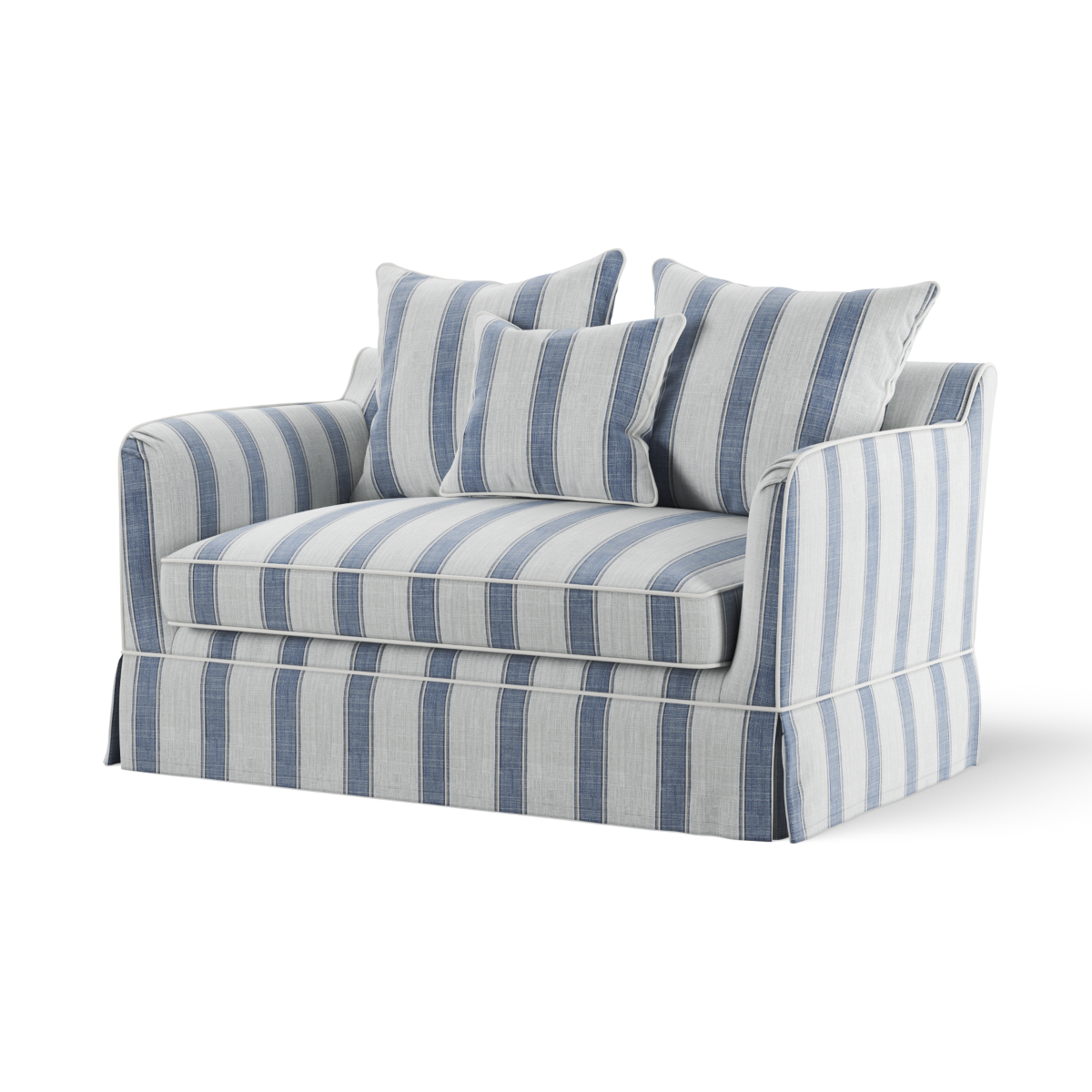 Noosa Hamptons 1.5 Seat Sofa Bed Blue Sky Stripe, W 140 D 91 H 80cm (RRP $2999) - Image 2