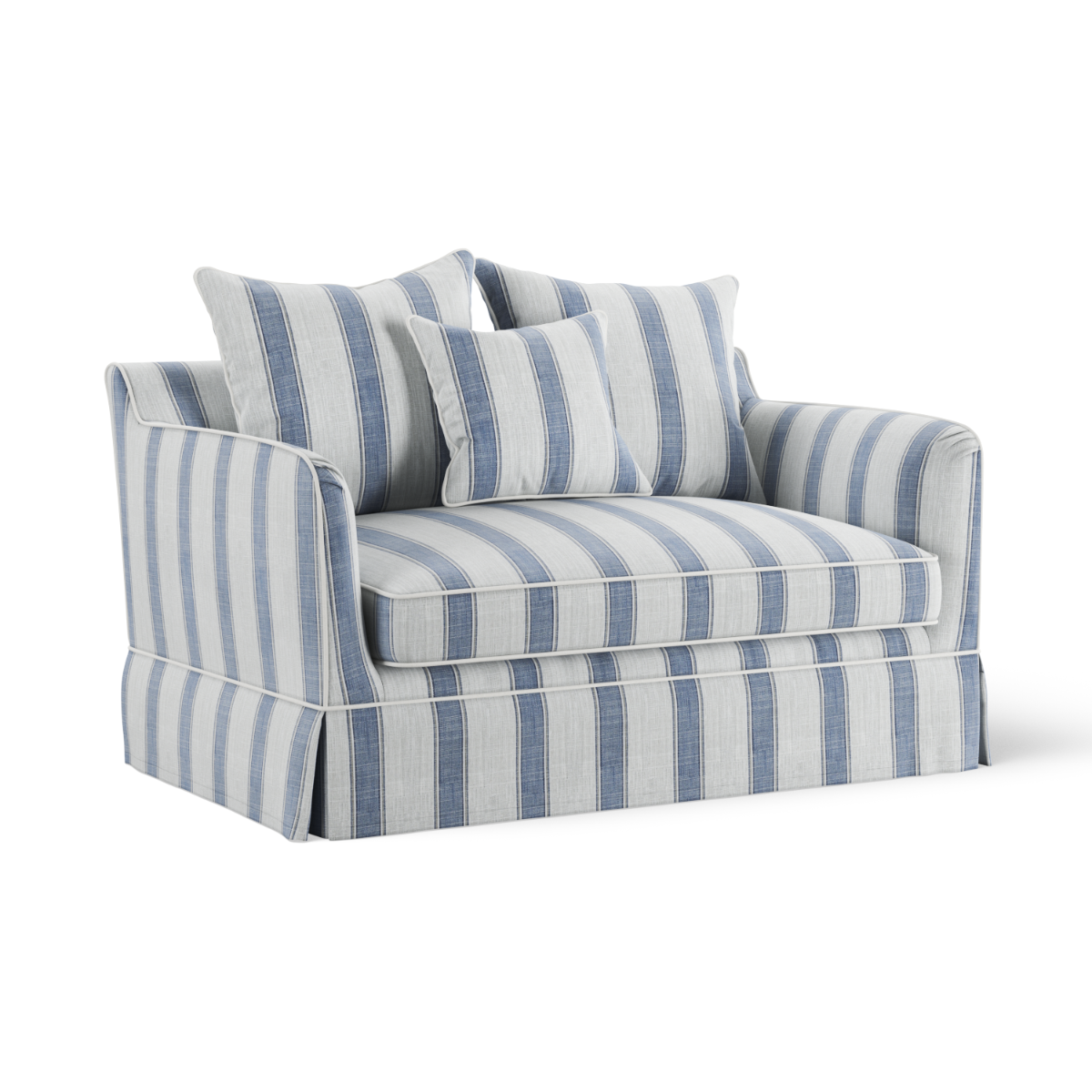 Noosa Hamptons 1.5 Seat Sofa Bed Blue Sky Stripe, W 140 D 91 H 80cm (RRP $2999) - Image 3