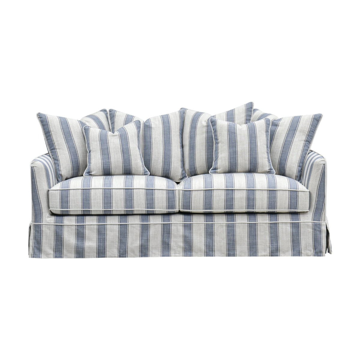 Noosa Hamptons 2.5 Seat Sofa Bed Blue Sky Stripe, L 190 D 91 H 80cm (RRP $3849)