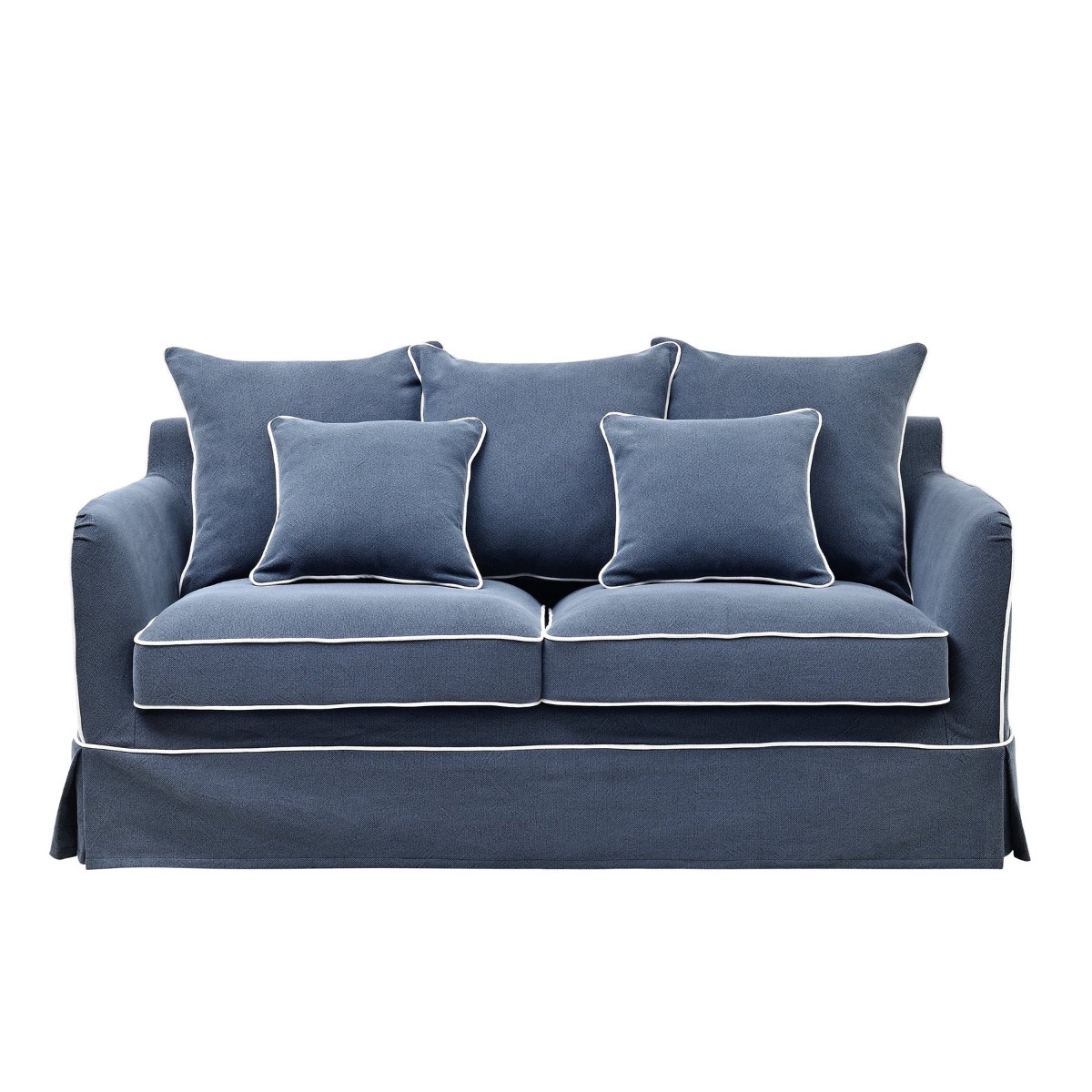 Noosa Hamptons 2.5 Seat Sofa Bed Navy with White Piping, L 190 D 91 H 80cm (RRP $3849)