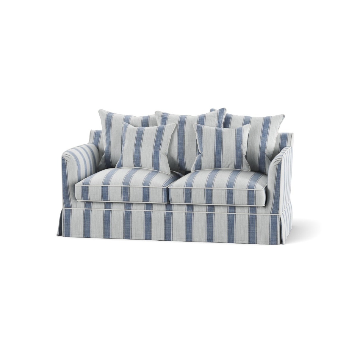 Noosa Hamptons 2 Seat Sofa Bed Noosa Blue Sky Stripe, W170cm x D91cm X H80cm (RRP $3299)