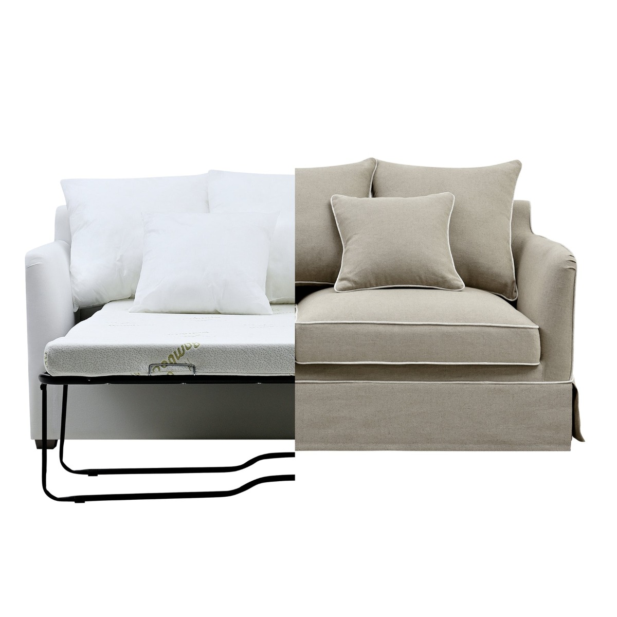 Noosa Hamptons 2 Seat Sofa Bed Beige, W170cm x D91cm X H80cm (RRP $3299) - Image 9