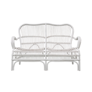 Seville Rattan Two Seater White -Outdoor Undercover, W 110cm D 67cm H 86cm (RRP $639)