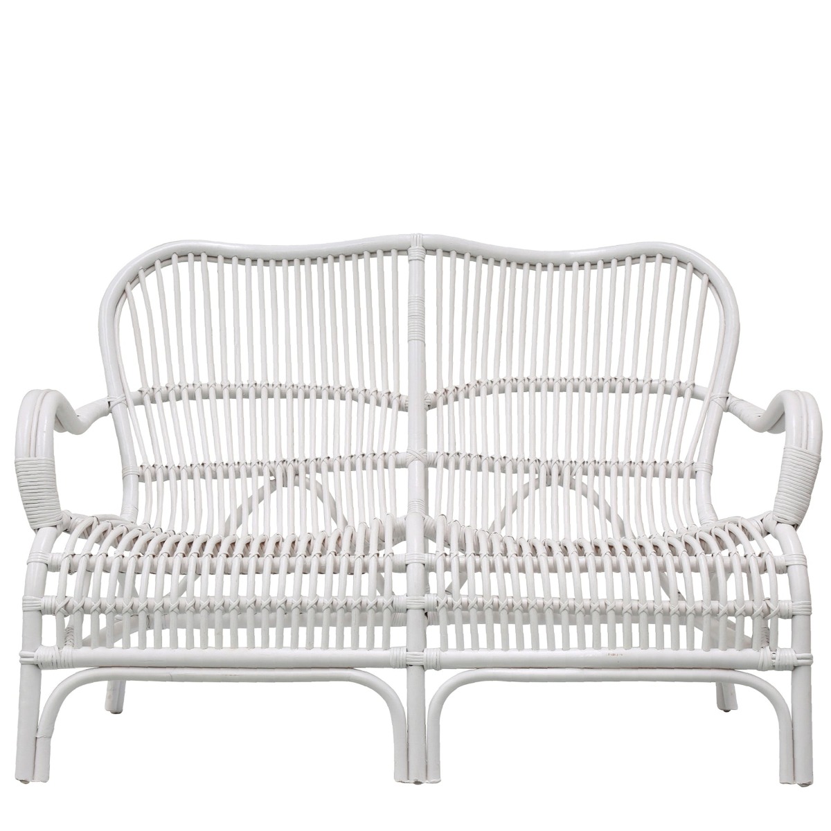 Seville Rattan Two Seater White -Outdoor Undercover, W 110cm D 67cm H 86cm (RRP $639) - Image 2