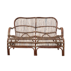 Seville Rattan Two Seater Antique -Outdoor Undercover Dark Natural, W 110cm D 67cm H 86cm (RRP $639)