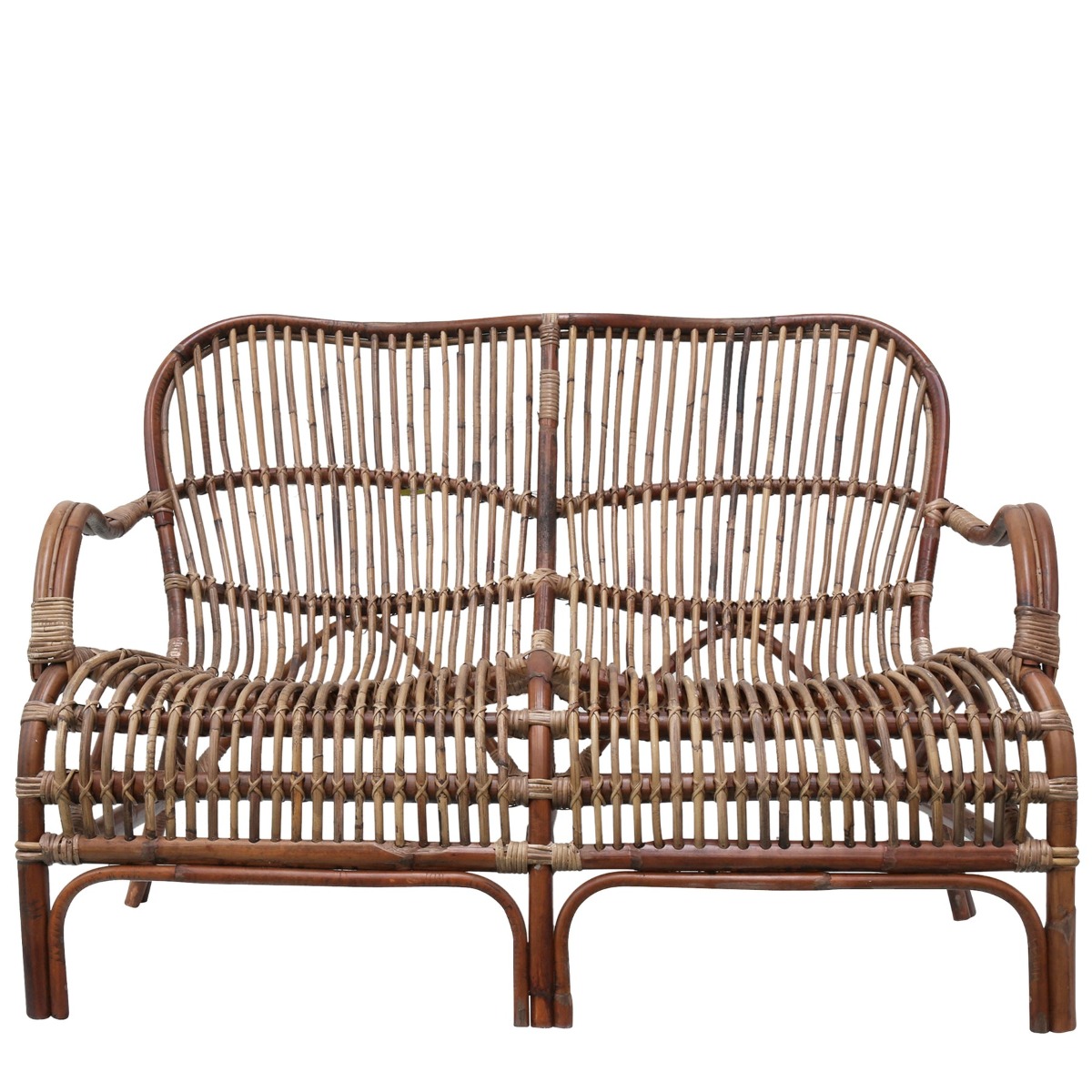 Seville Rattan Two Seater Antique -Outdoor Undercover Dark Natural, W 110cm D 67cm H 86cm (RRP $639) - Image 2