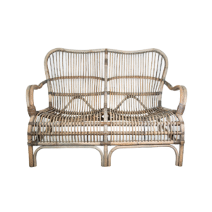 Seville Rattan Two Seater Kubu Grey -Outdoor Undercover Natural, W 110cm D 67cm H 86cm (RRP $639)