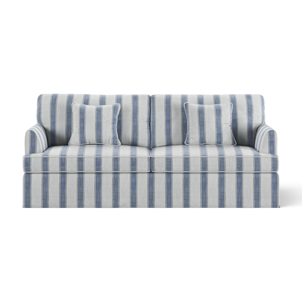 Byron Hamptons 3 Seat Sofa Blue Sky Stripe, W 223cm D 96cm H 78cm (RRP $3299)