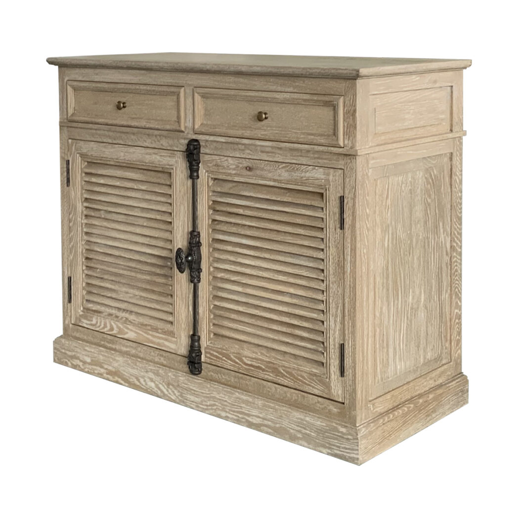 "Nantucket" Hamptons Style 2 Door & 2 Drawer Sideboard Whitewashed Oak, 110cmW x 50cmD x 90cmH (RRP $1999) - Image 2