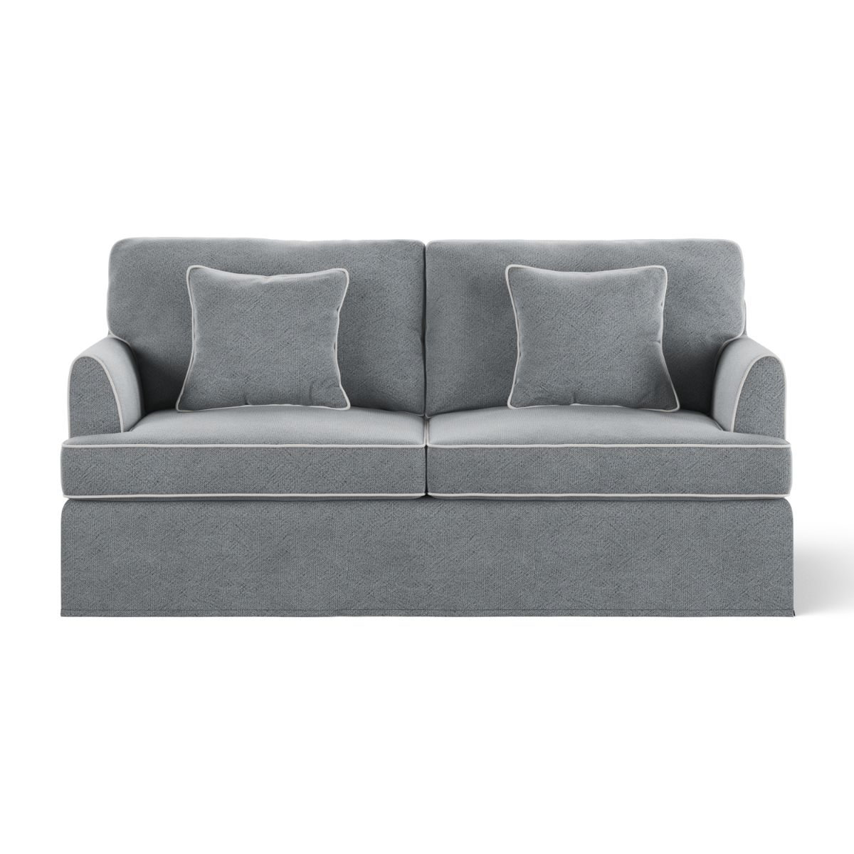 Byron Hamptons 2.5 Seat Sofa Grey with White Piping, W 190cm D 96cm H 78cm (RRP $2859)