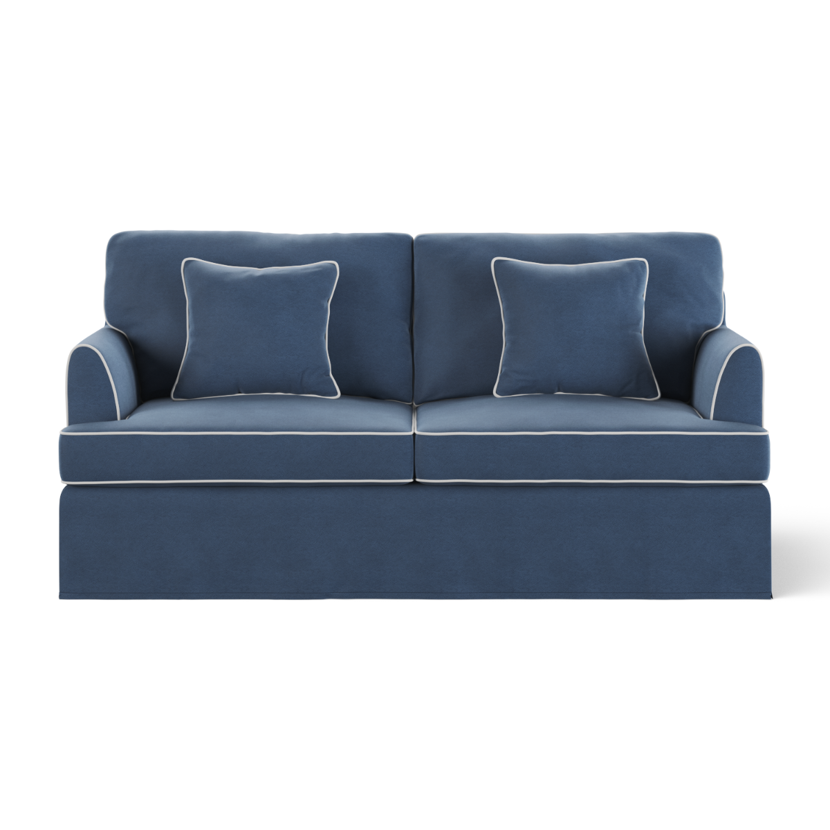 Byron Hamptons 2.5 Seat Sofa Navy with White Piping, W 190cm D 96cm H 78cm (RRP $2859)