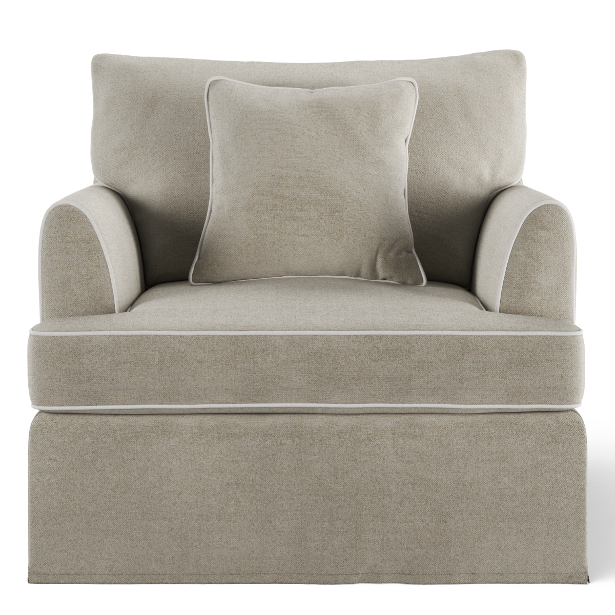 Byron Hamptons Armchair Natural with White Piping, W 99cm D 96cm H 78cm (RRP $1859)