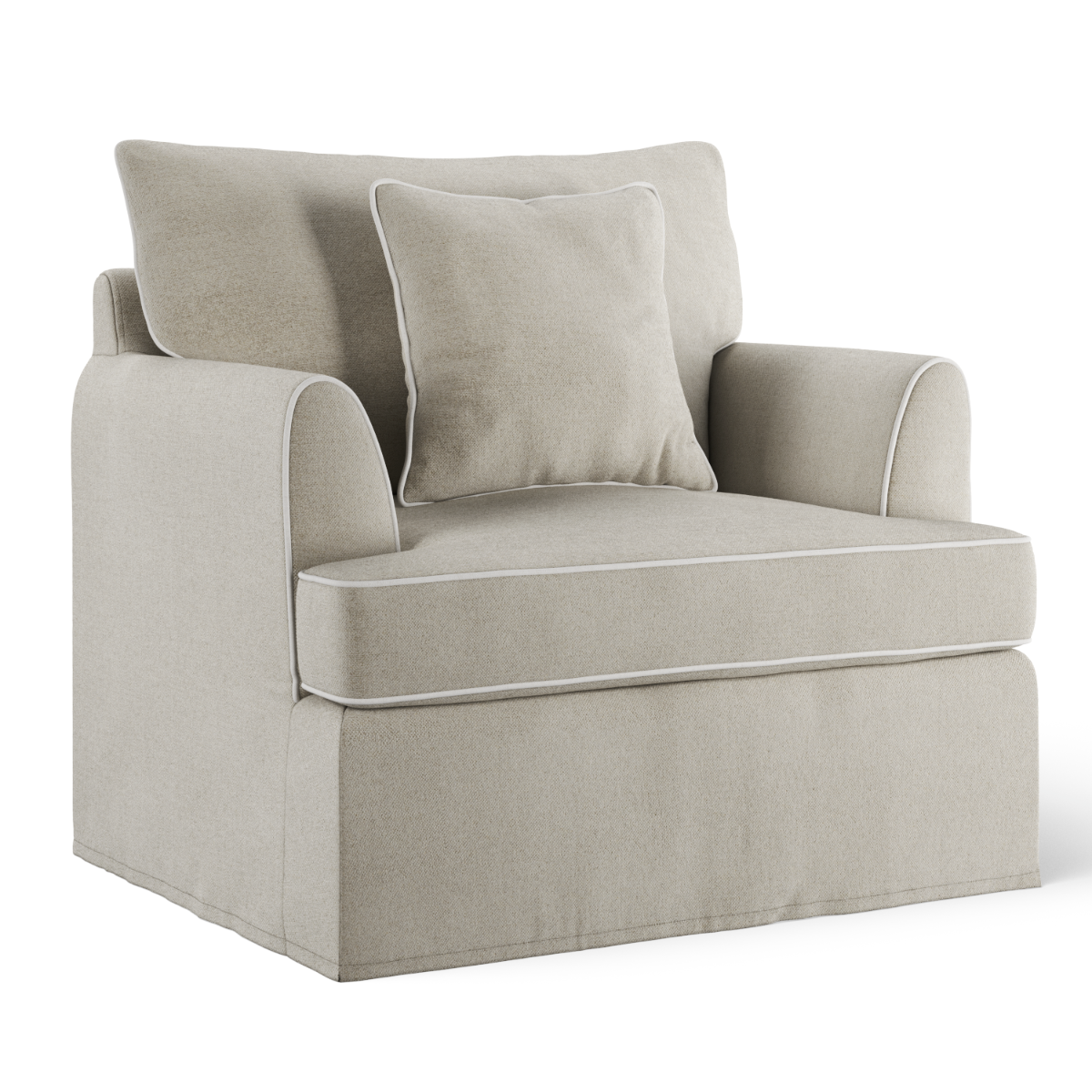 Byron Hamptons Armchair Natural with White Piping, W 99cm D 96cm H 78cm (RRP $1859) - Image 3