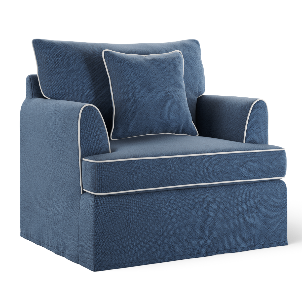 Byron Hamptons Armchair Navy with White Piping, W 99cm D 96cm H 78cm (RRP $1859) - Image 3