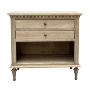 wp-image-tigress-49473.jpg "Maison" Hamptons Style Solid Timber 2 Drawer Bedside Table, Weathered Oak 76cmW x 43cmD x 72cmH (RRP $1099)