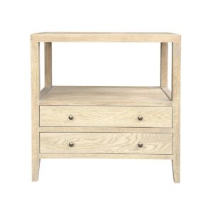 "Daydream" Resort Style Solid Timber 2 Drawer Bedside Table, Weathered Oak 75cm x 45cm x 75cmH (RRP $999)