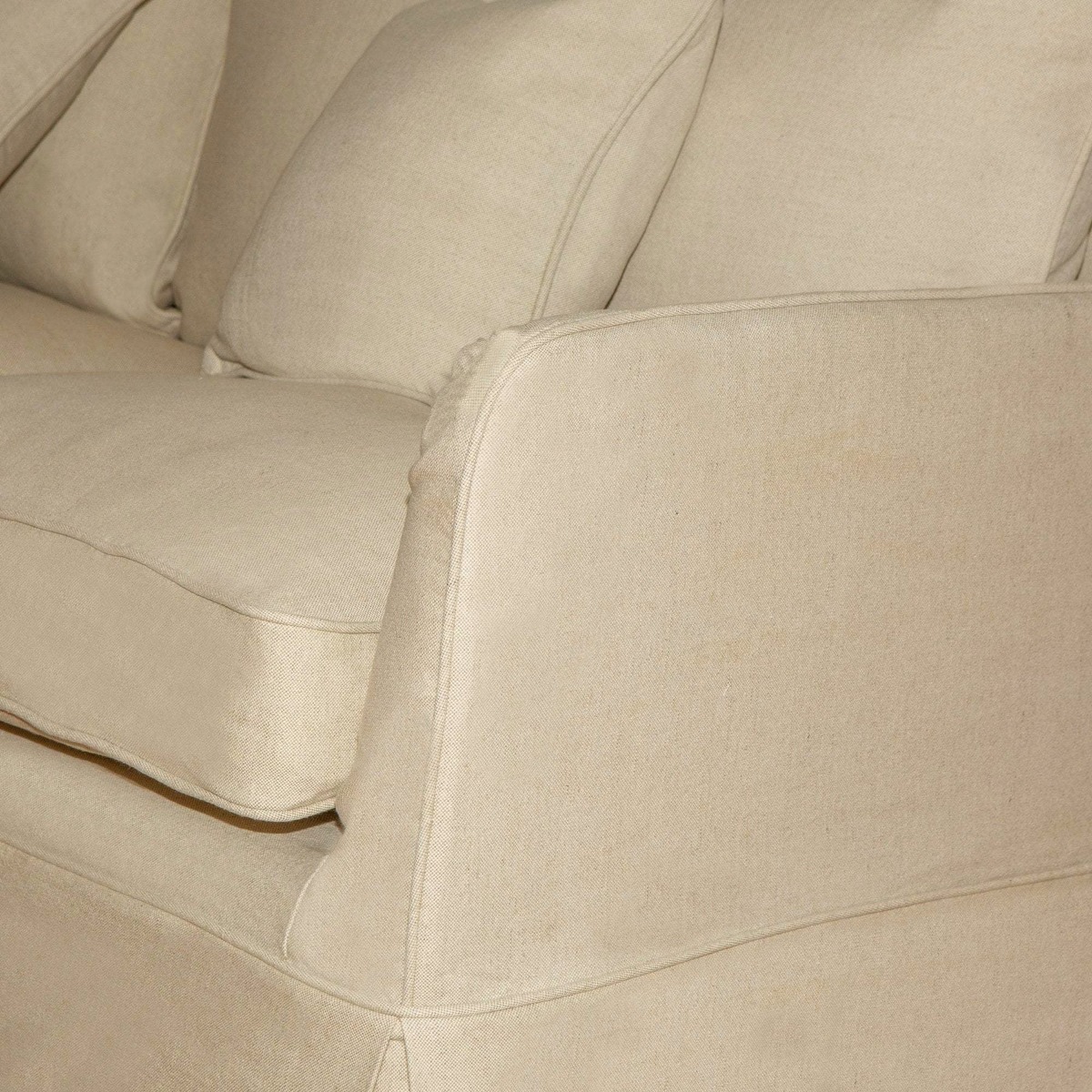 Slip Cover Only - Noosa Hamptons 3 Seat Sofa Beige, W 221cm D 91cm H 80cm (RRP $949) - Image 6