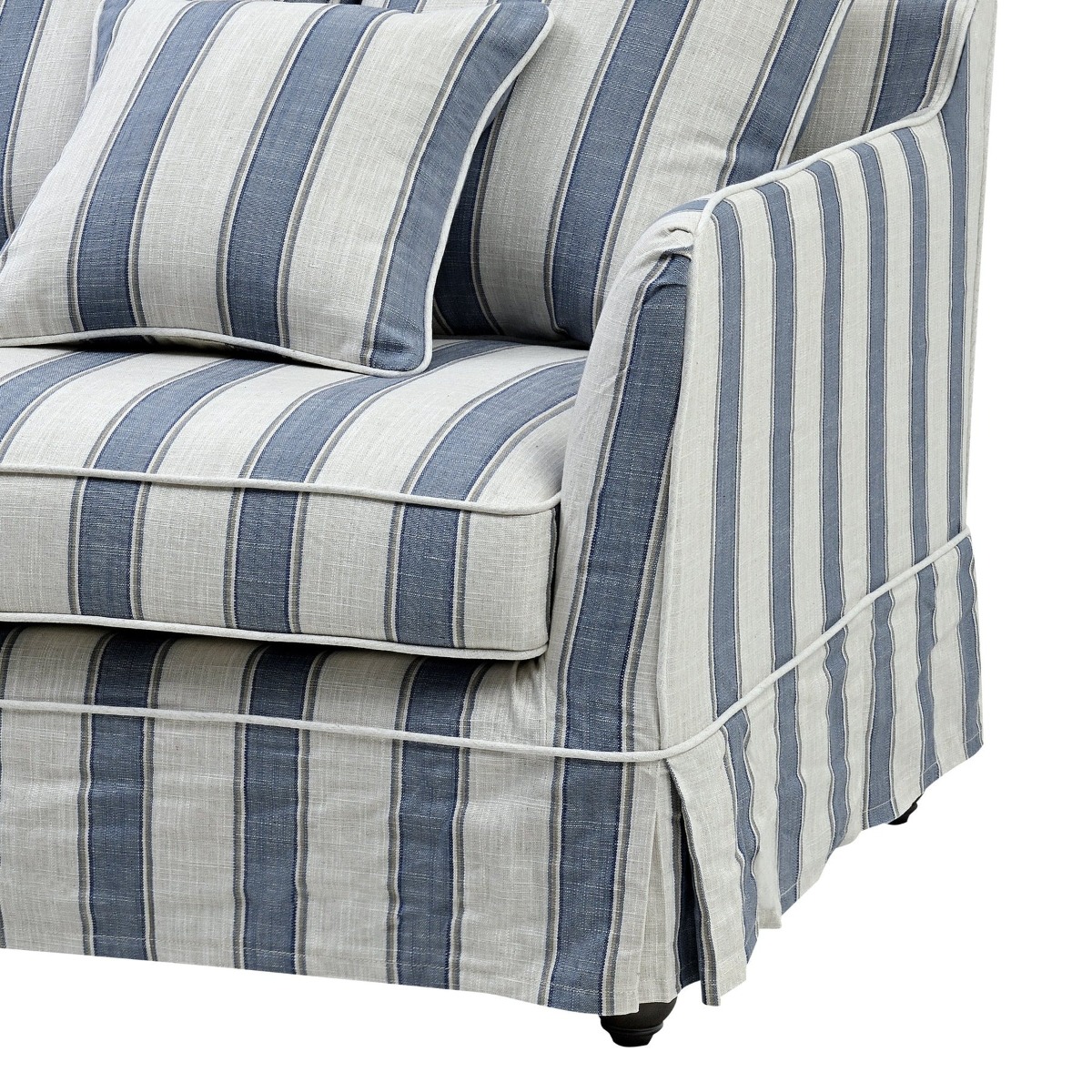 Slip Cover Only - Noosa Hamptons 3 Seat Sofa Blue Sky Stripe, W 221cm D 91cm H 80cm (RRP $949) - Image 2