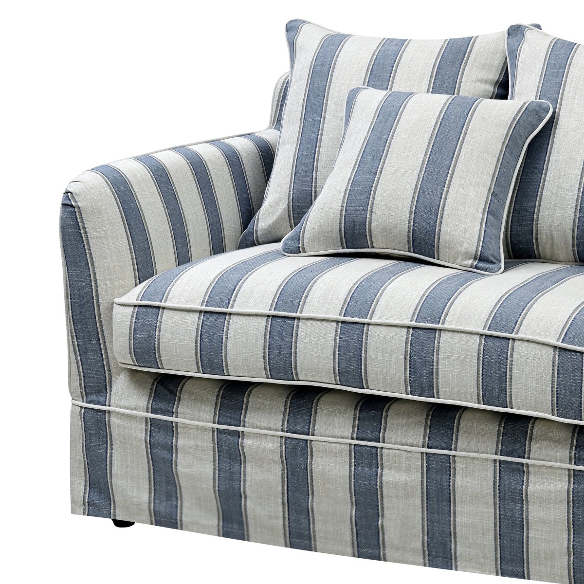 Slip Cover Only - Noosa Hamptons 3 Seat Sofa Blue Sky Stripe, W 221cm D 91cm H 80cm (RRP $949) - Image 4