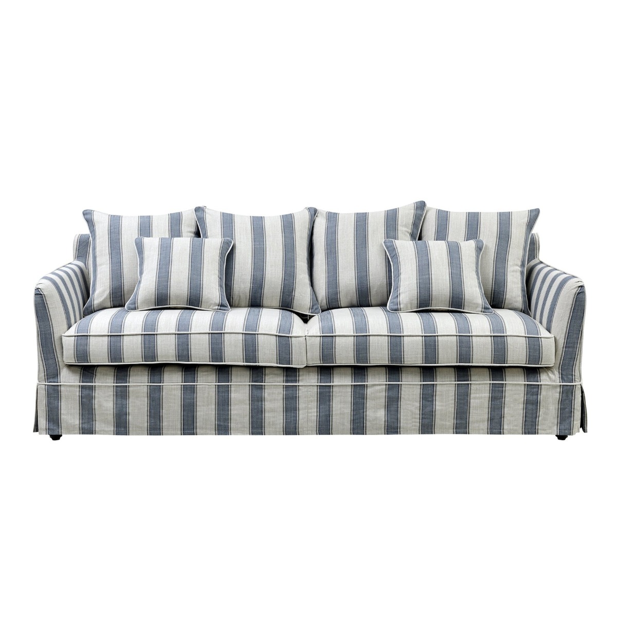 Slip Cover Only - Noosa Hamptons 3 Seat Sofa Blue Sky Stripe, W 221cm D 91cm H 80cm (RRP $949) - Image 8