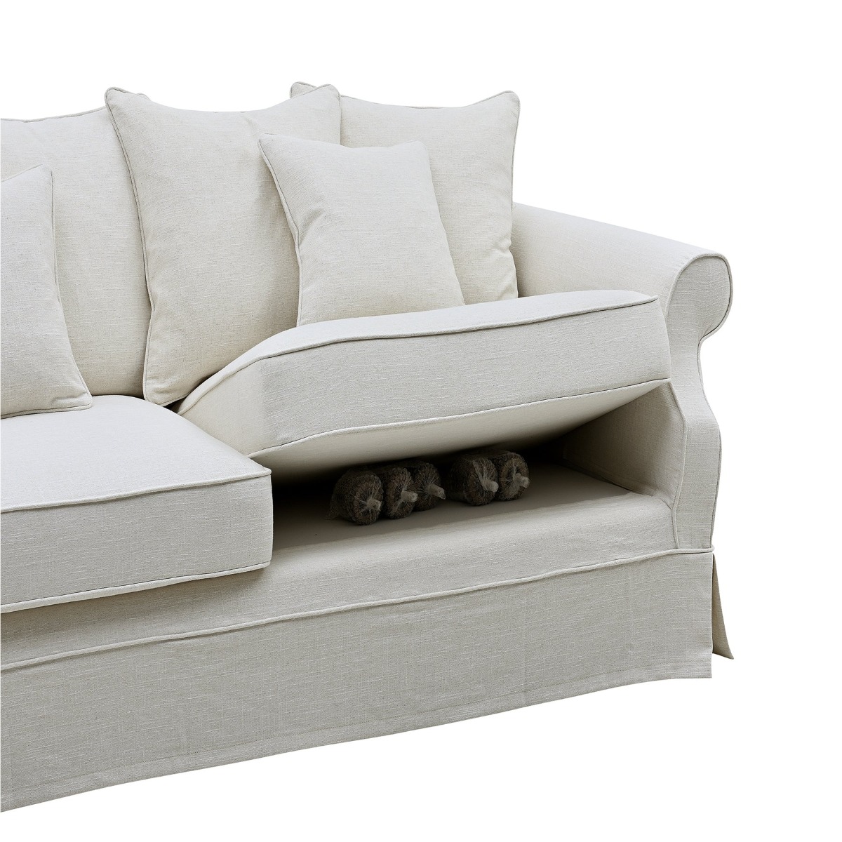 Slip Cover Only - Avalon Hamptons 3 Seat Sofa Ivory, W 226cm D 96cm H 81cm (RRP $999) - Image 5