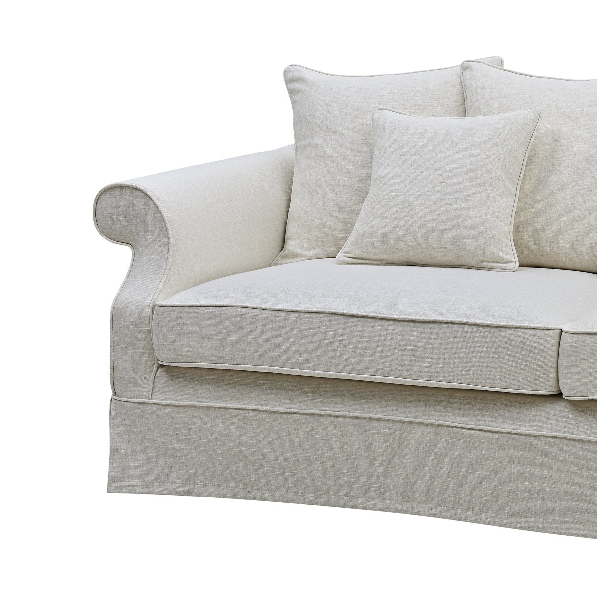 Slip Cover Only - Avalon Hamptons 3 Seat Sofa Ivory, W 226cm D 96cm H 81cm (RRP $999) - Image 6