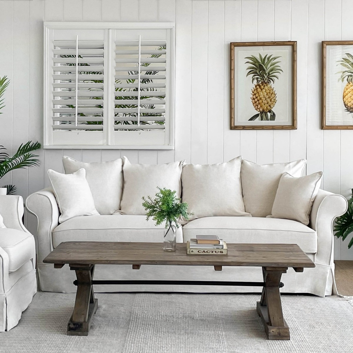 Slip Cover Only - Avalon Hamptons 3 Seat Sofa Ivory, W 226cm D 96cm H 81cm (RRP $999) - Image 13