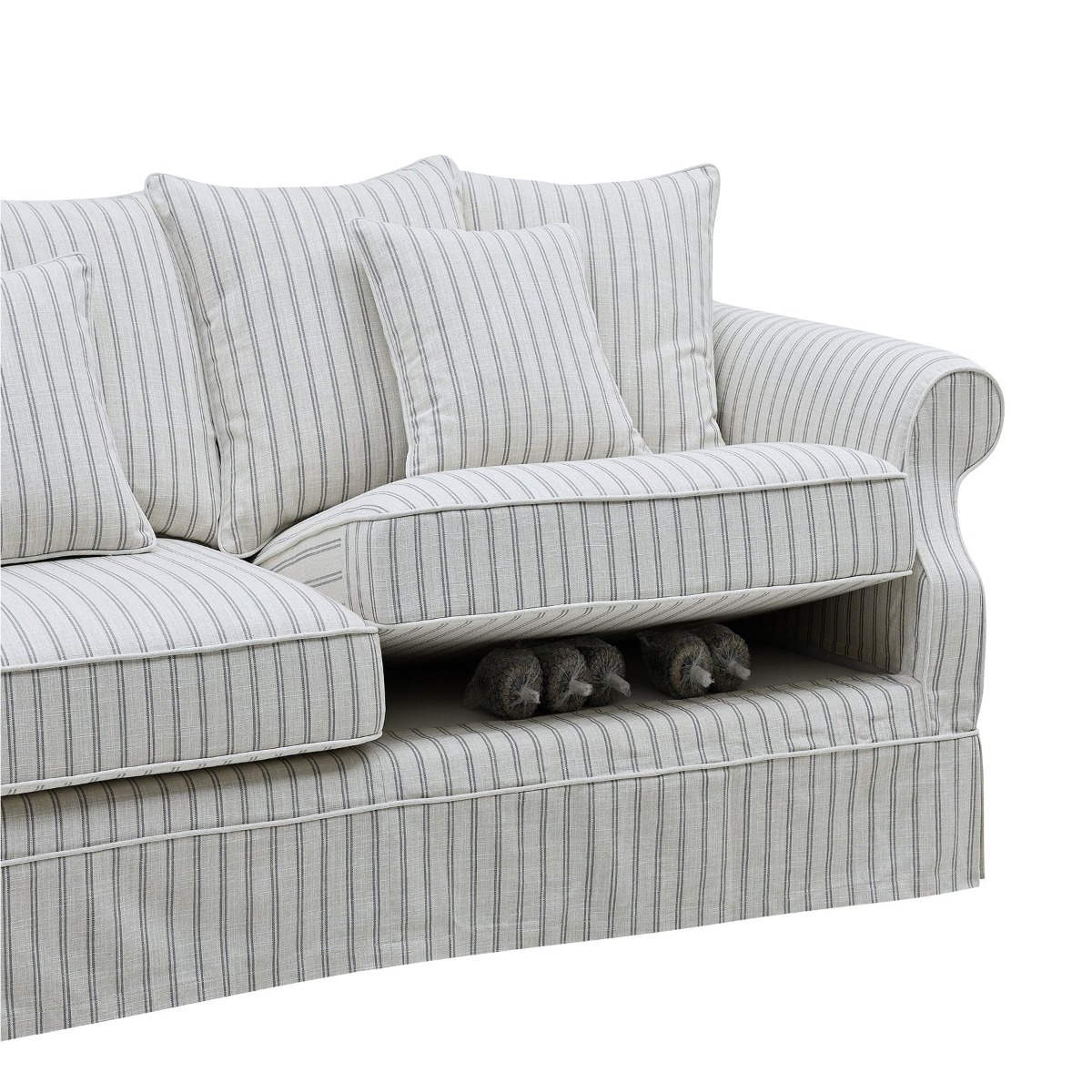 Slip Cover Only - Avalon Hamptons 3 Seat Sofa Stone Stripe, W 226cm D 96cm H 81cm (RRP $999) - Image 4