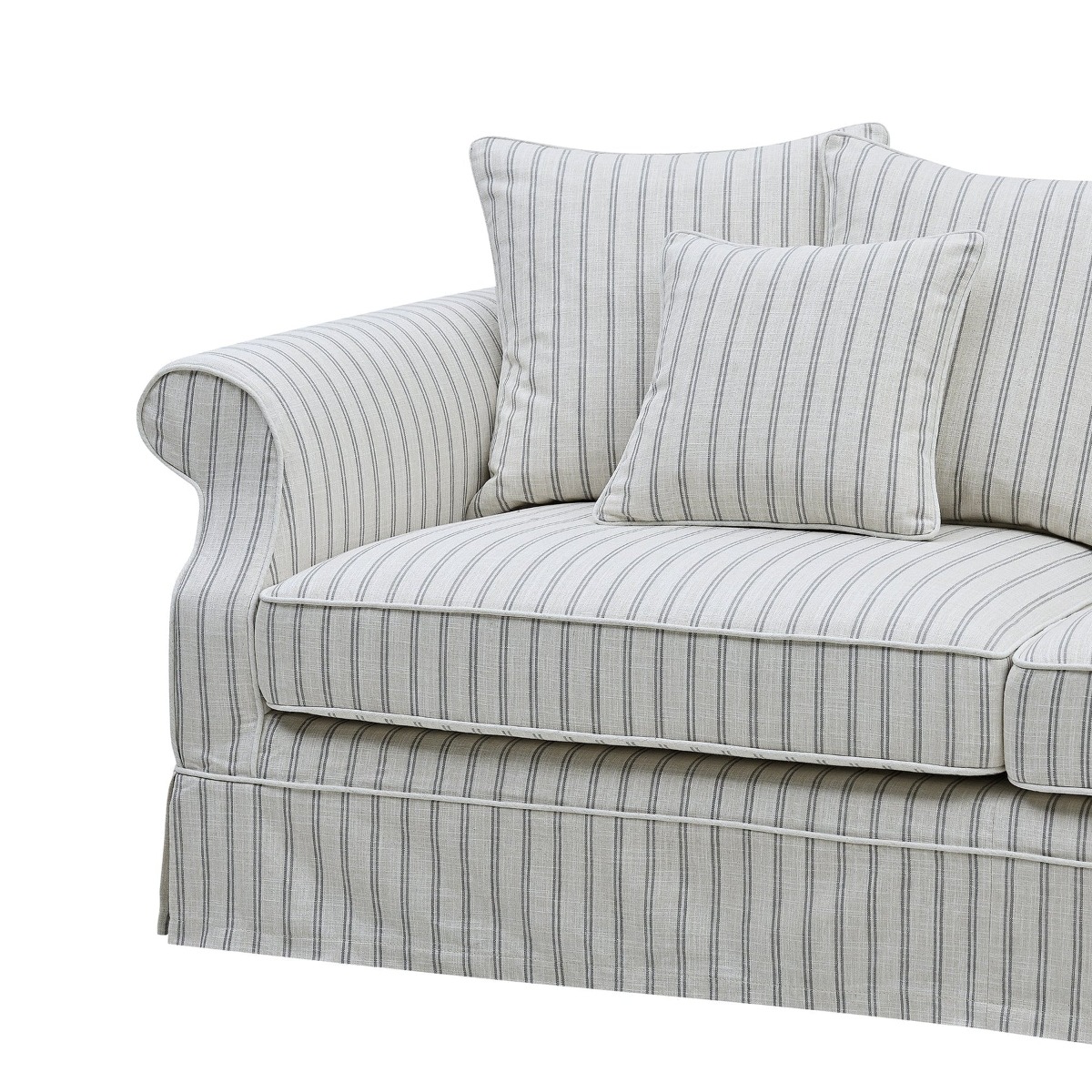 Slip Cover Only - Avalon Hamptons 3 Seat Sofa Stone Stripe, W 226cm D 96cm H 81cm (RRP $999) - Image 7