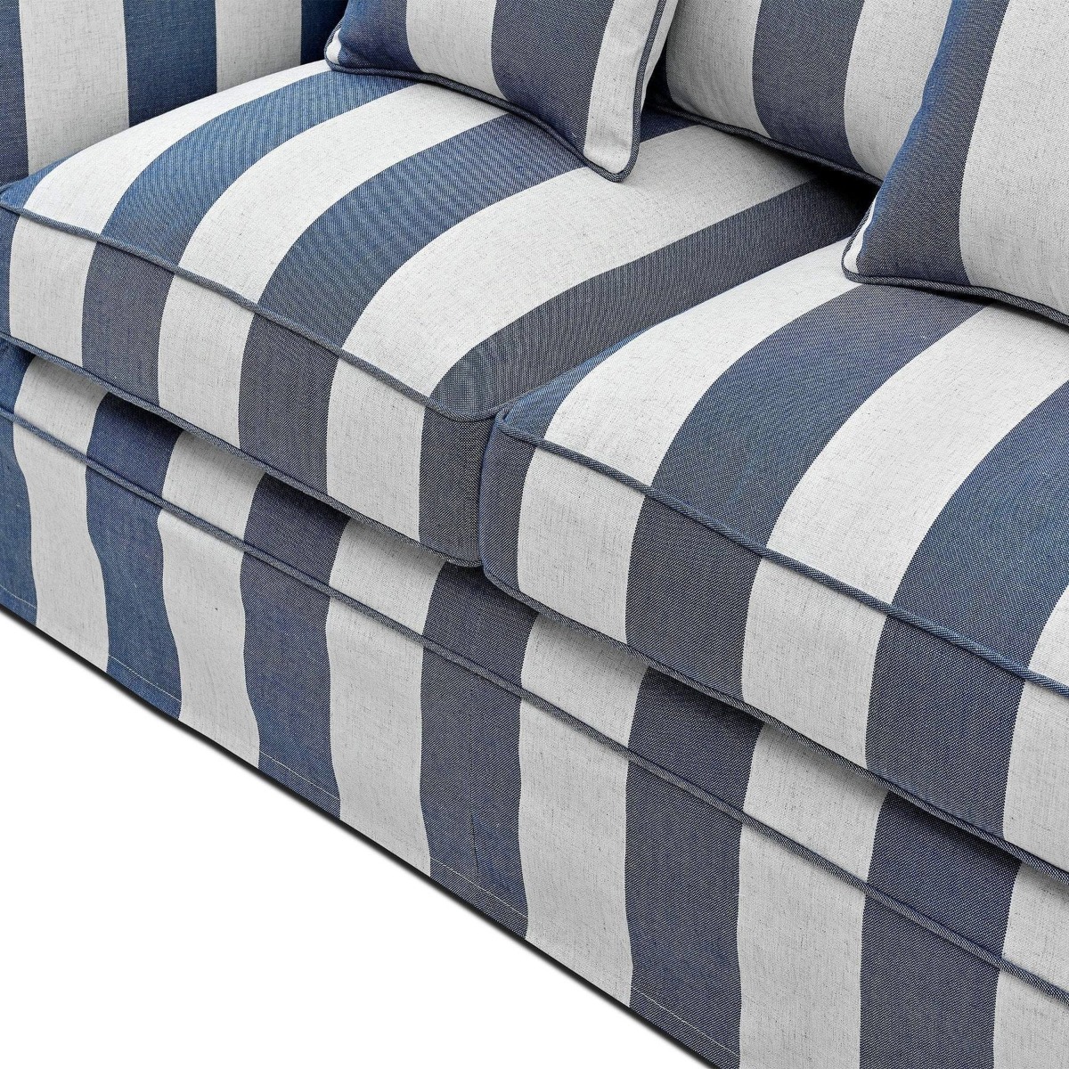 Slip Cover Only - Noosa Hamptons 3 Seat Sofa Denim/Cream Stripe, W 221cm D 91cm H 80cm (RRP $949) - Image 4