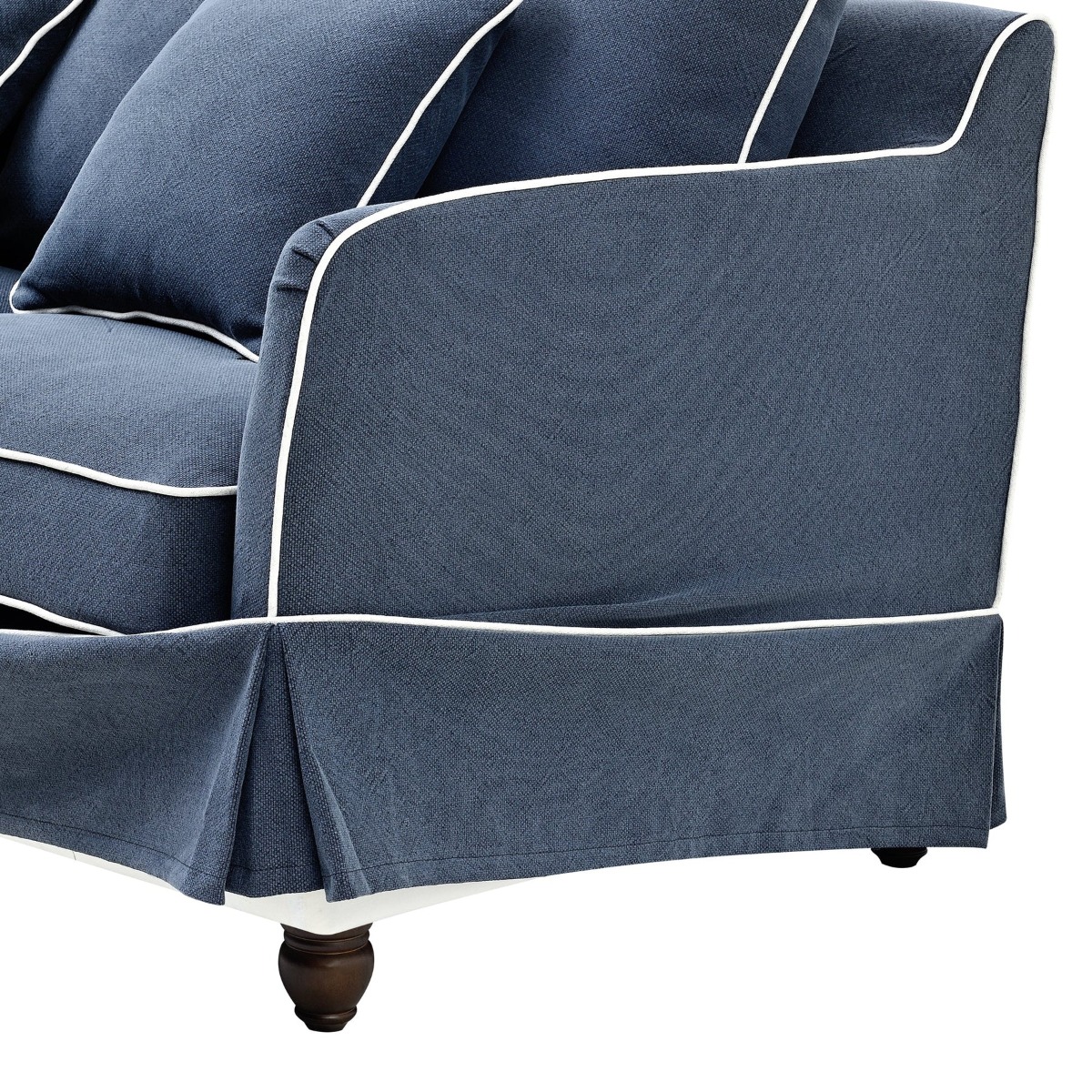 Slip Cover Only - Noosa Hamptons 2 Seat Sofa Navy W/White Piping, W 170cm D 91cm H 80cm (RRP $799) - Image 3