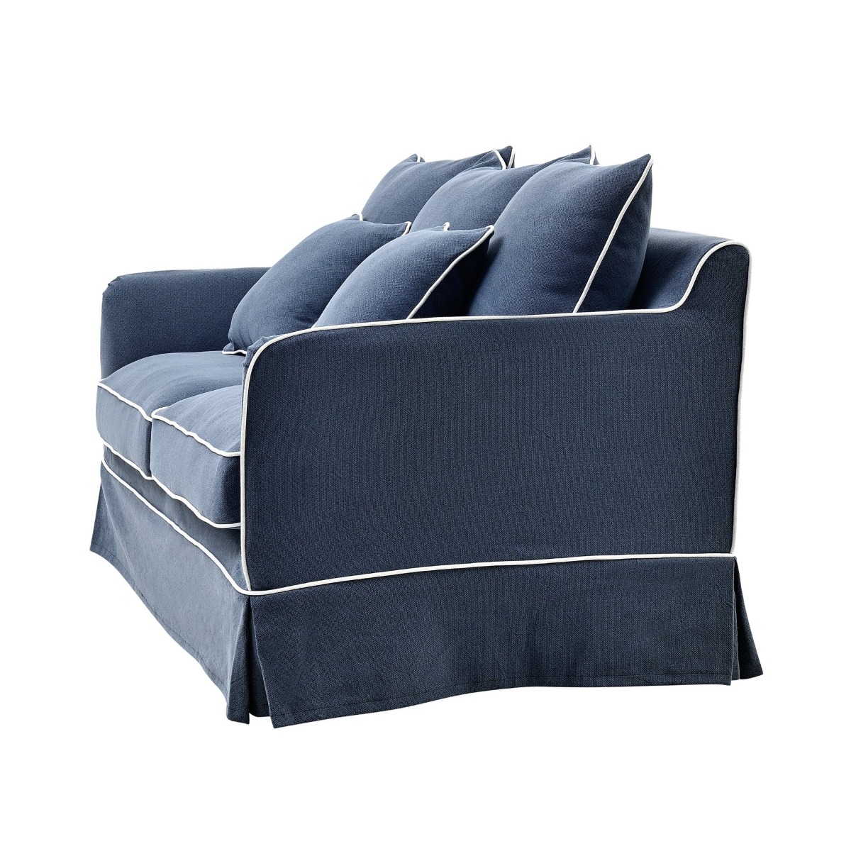 Slip Cover Only - Noosa Hamptons 2 Seat Sofa Navy W/White Piping, W 170cm D 91cm H 80cm (RRP $799) - Image 9