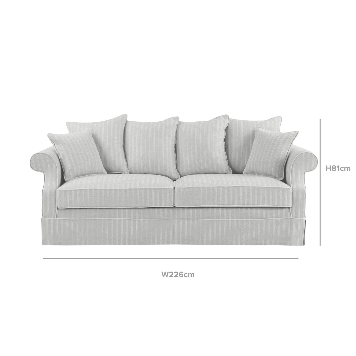 Slip Cover Only - Avalon Hamptons 3 Seat Sofa Cloud Stripe, W 226cm D 96cm H 81cm (RRP $999) - Image 8
