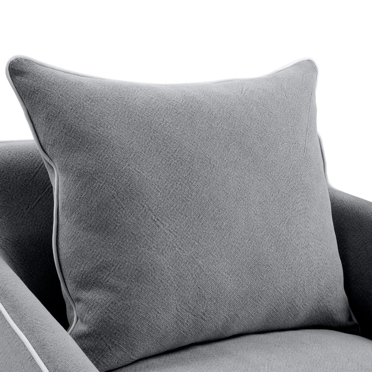 Slip Cover Only - Noosa Hamptons Armchair Grey W/White Piping, W 90cm D 91cm H 80cm (RRP $724) - Image 2